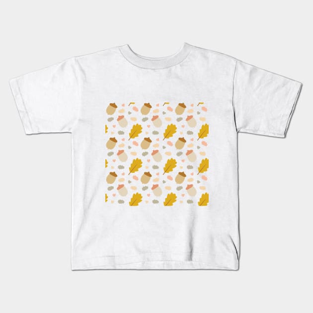 Acorns and Leaves Pattern Kids T-Shirt by mbakbos